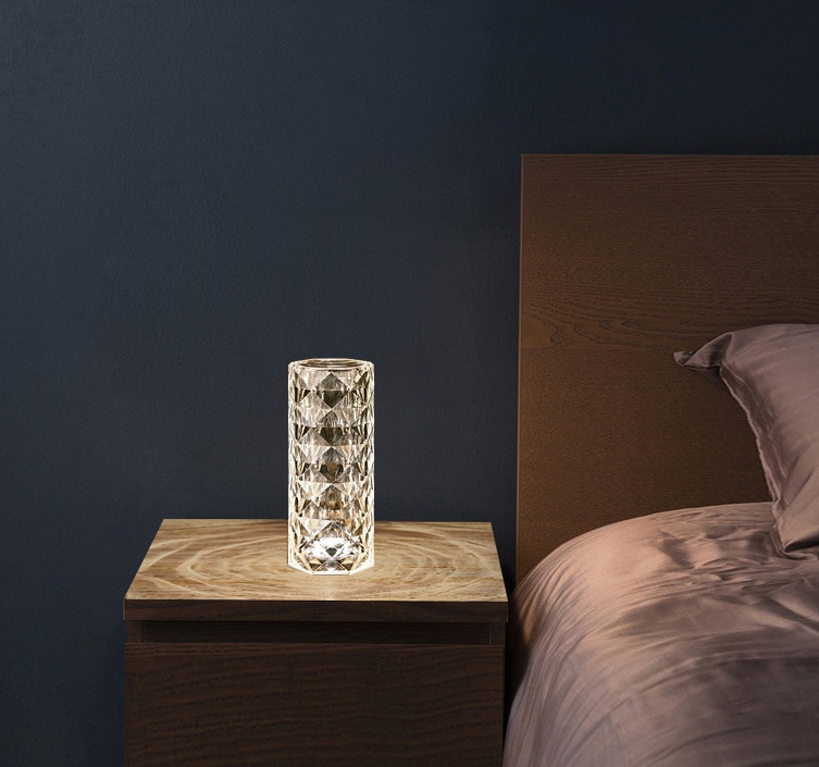 Nordic Crystal Lamp USB Table Lamps Bedroom Touch Dimming Atmosphere Diamond Night Light Rose Projector Lamp Decor - Image 7