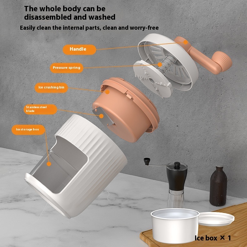 Hand-cranked Ice Shaving Machine Small Household Ice Crusher Hand-cranked Smoothie Machine Hail Ice Machine Kitchen Gadgets - Image 3
