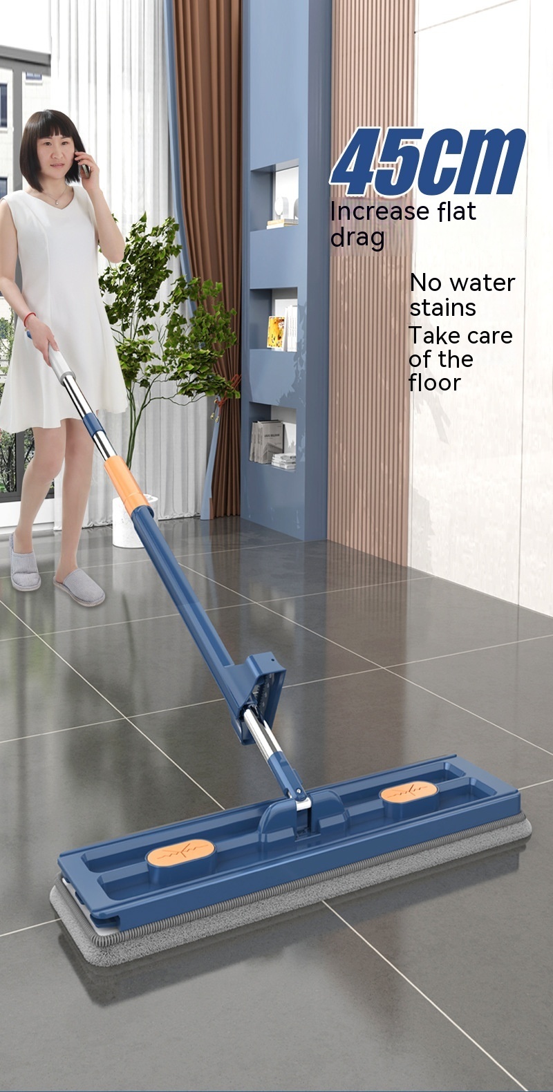 New Style Large Flat Mop 360 Rotating Mop Suitable Various Types Flooring Strong Water Absorption For Home Cleaning Floors - Image 7